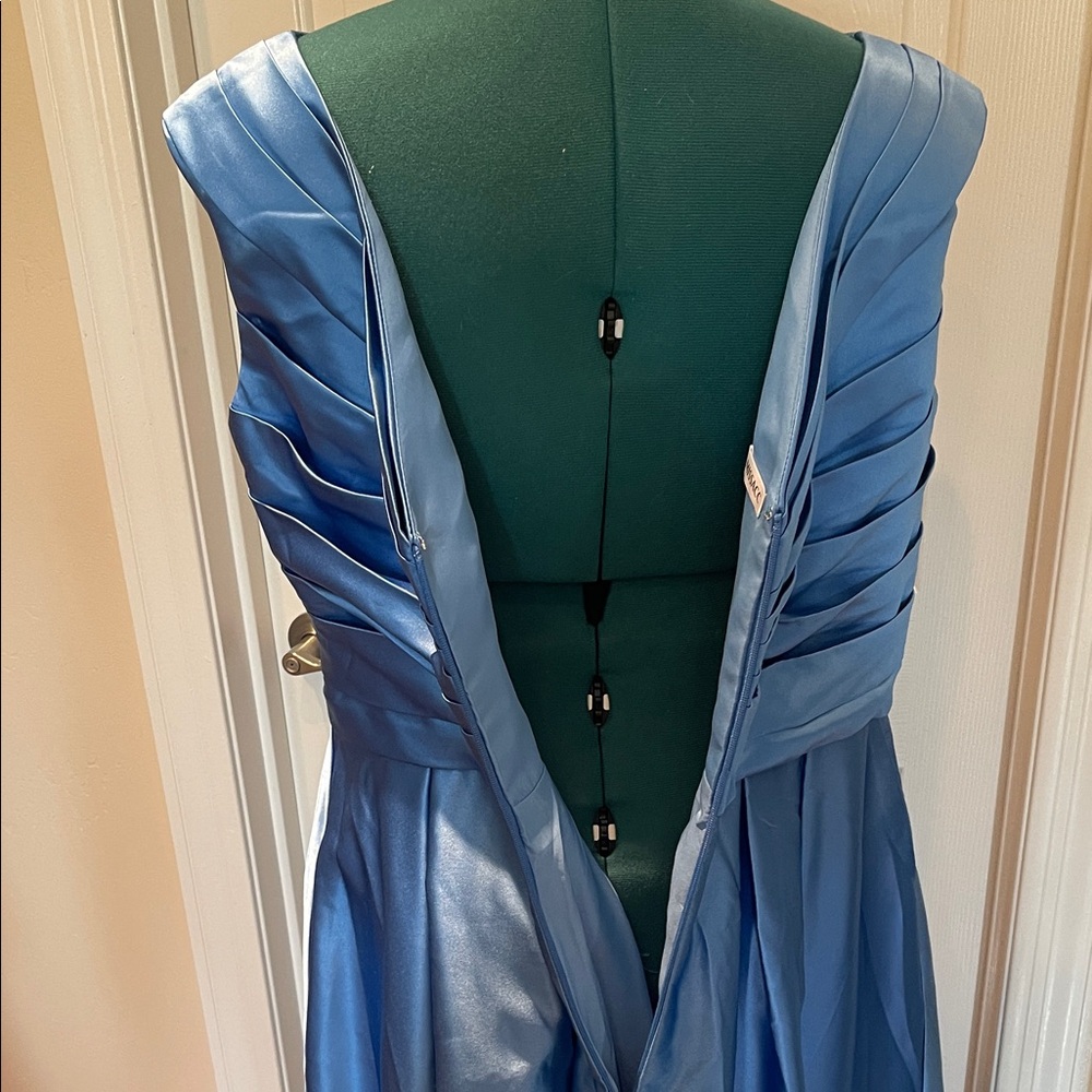 Missacc Elegant Blue Satin Dress - Picture 9 of 12